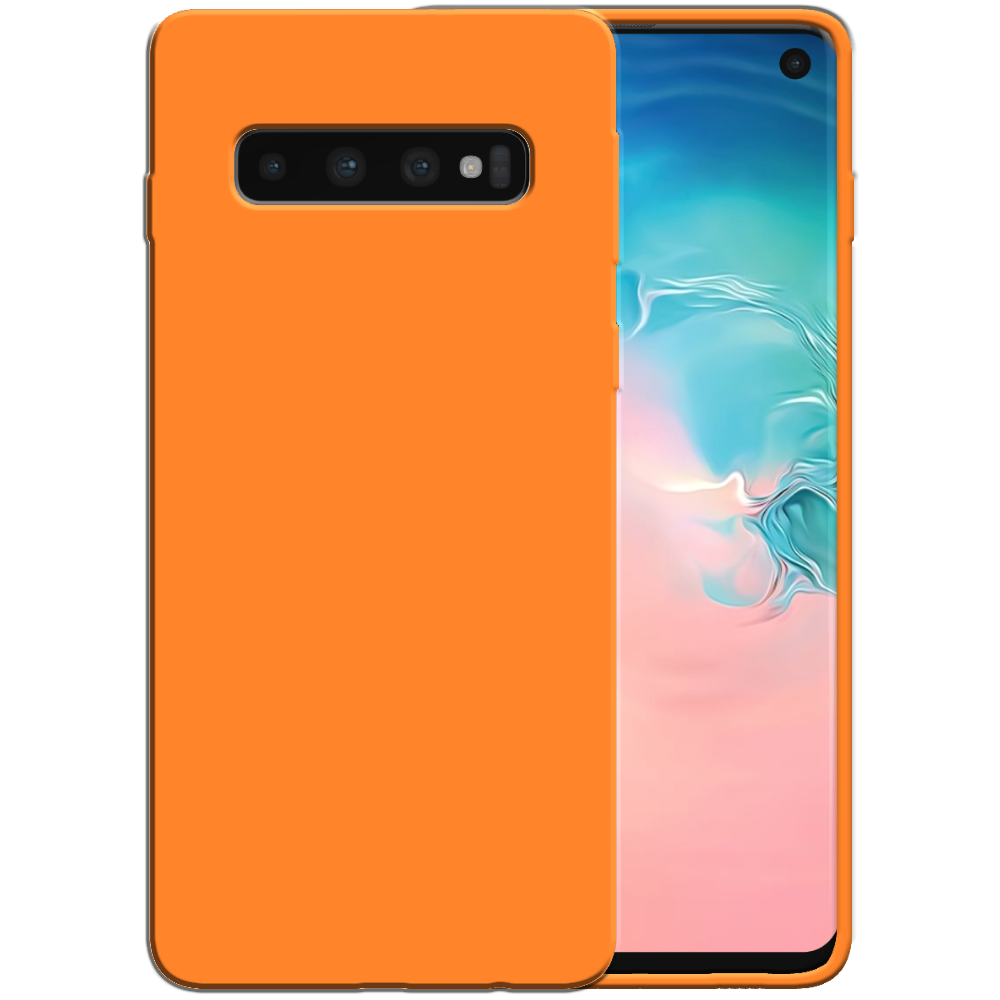 Siliconen hoesje voor Samsung Galaxy S10  Plus case met zachte binnenkant - Oranje