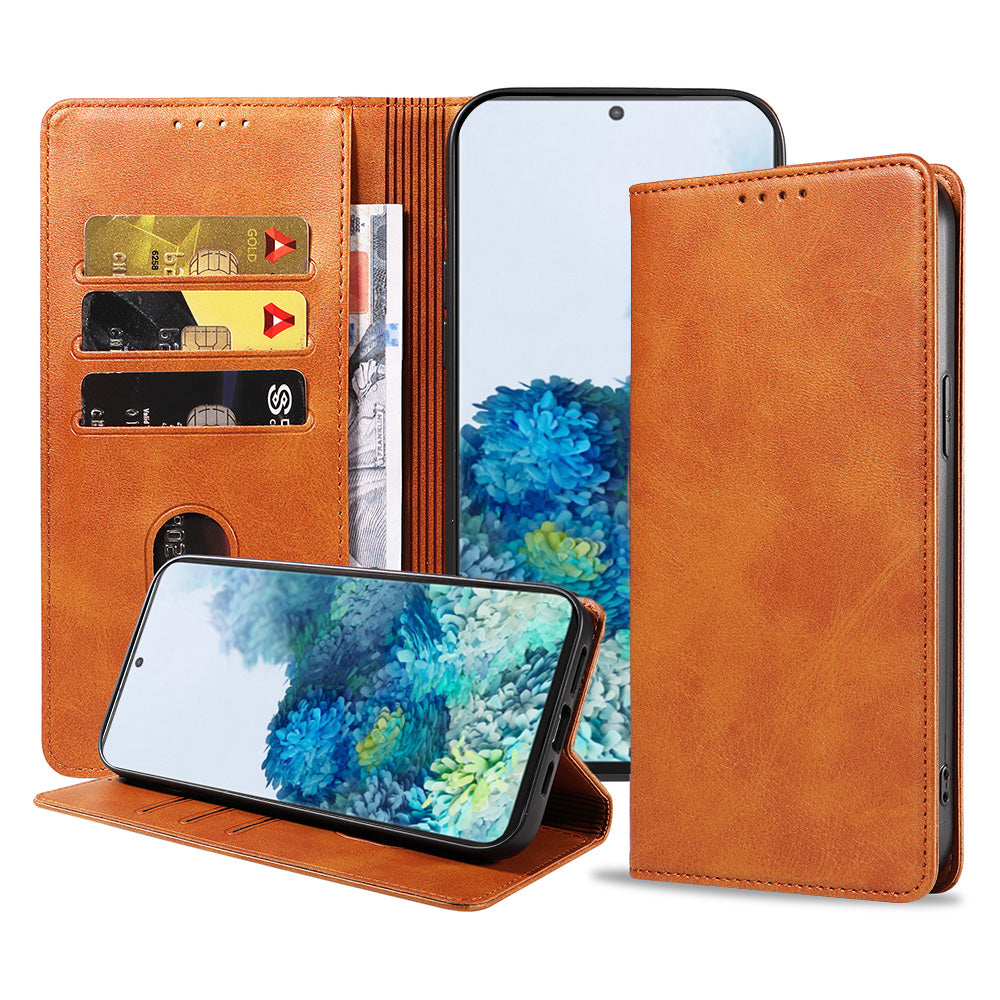 Samsung Galaxy S20 Plus leren
  hoesje met magnetische sluiting en pashouders book case – Bruin