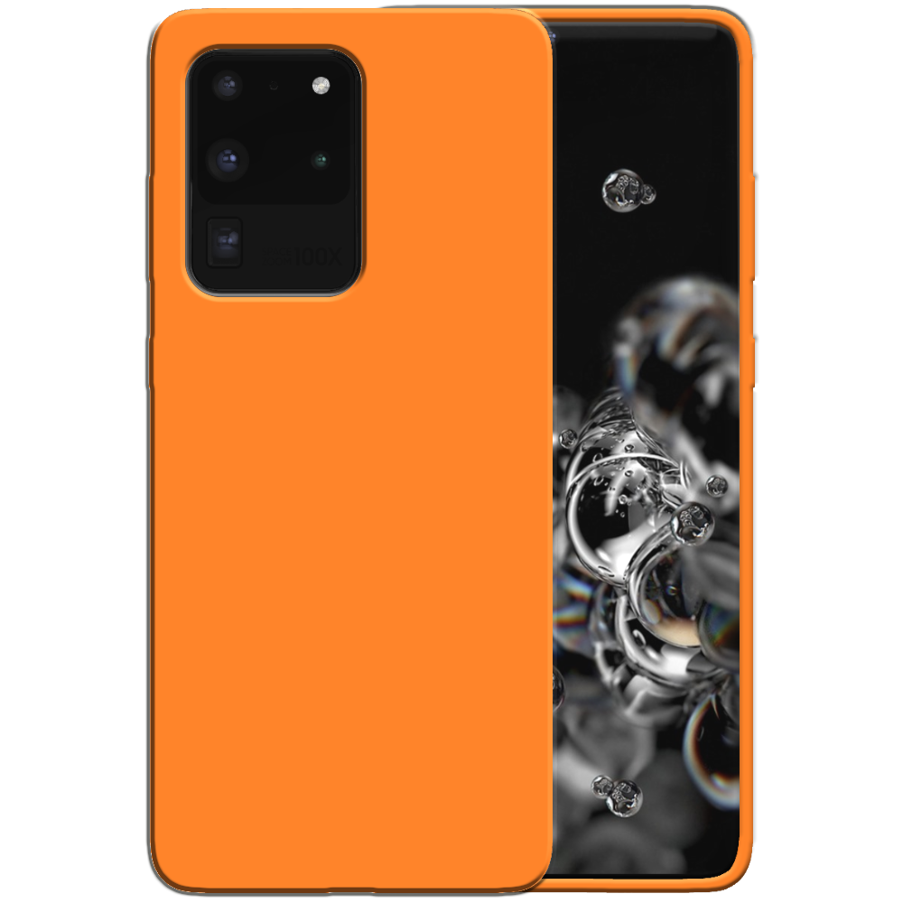 Siliconen hoesje voor Samsung Galaxy S20
  Ultra case met zachte binnenkant - Oranje