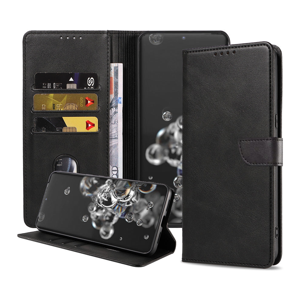 Geschikt voor Samsung Galaxy S20 Ultra
  Telefoonhoesje Kunstleer met Magnetisch lipje en Pasjeshouder Book Case met
  Klepje - Zwart - Smartphonica
