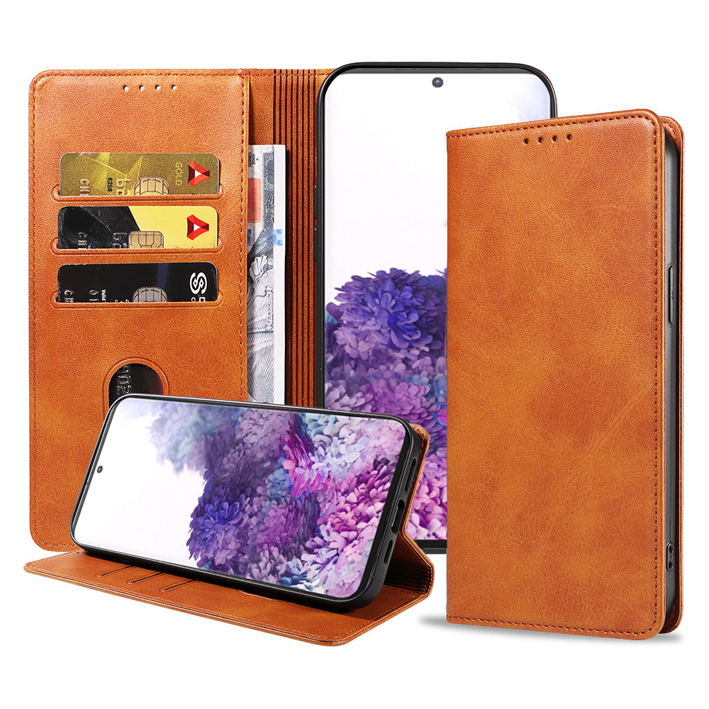 Samsung Galaxy S20 leren
  hoesje met magnetische sluiting en pashouders book case – Bruin