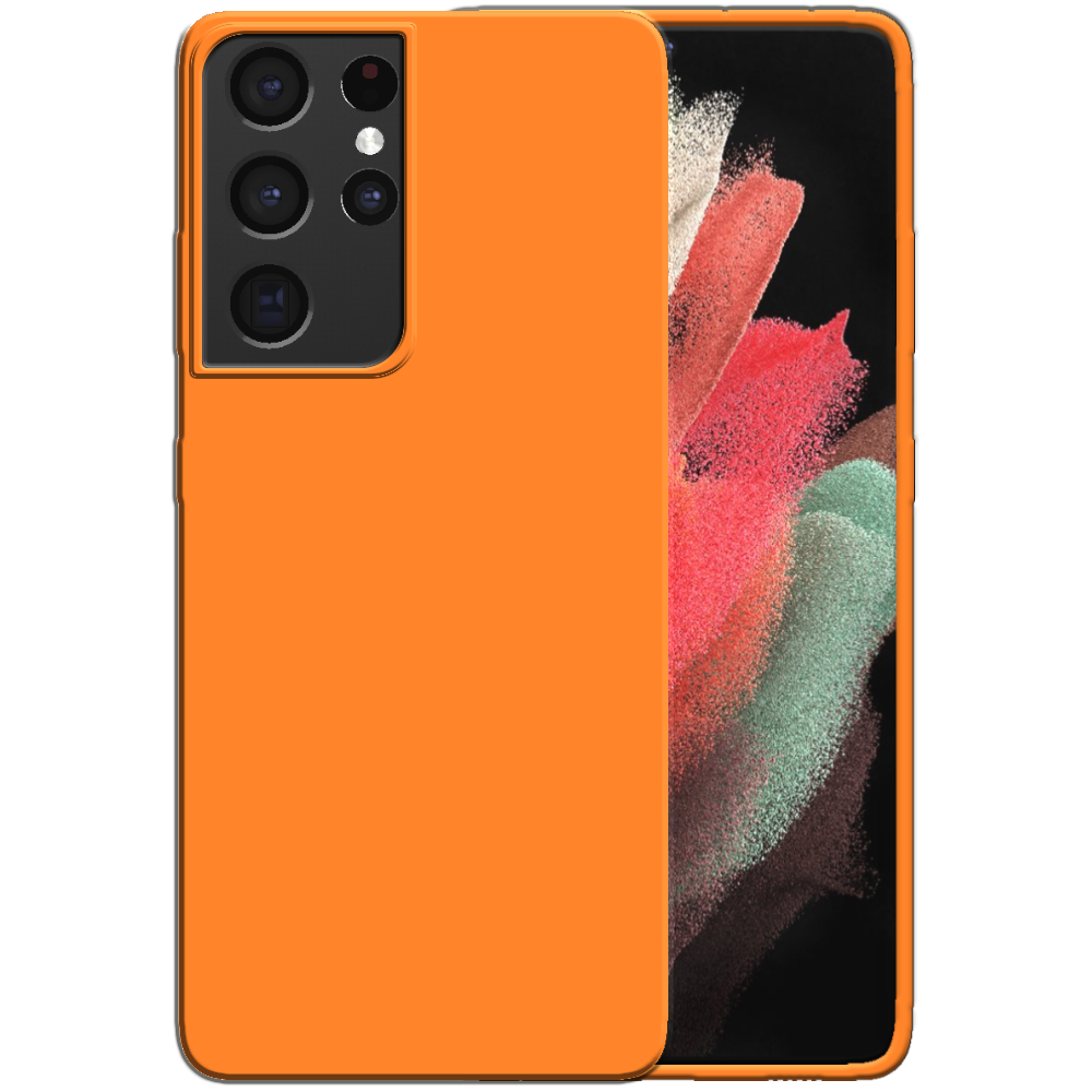Siliconen hoesje voor Samsung Galaxy S21  Ultra case met zachte binnenkant - Oranje