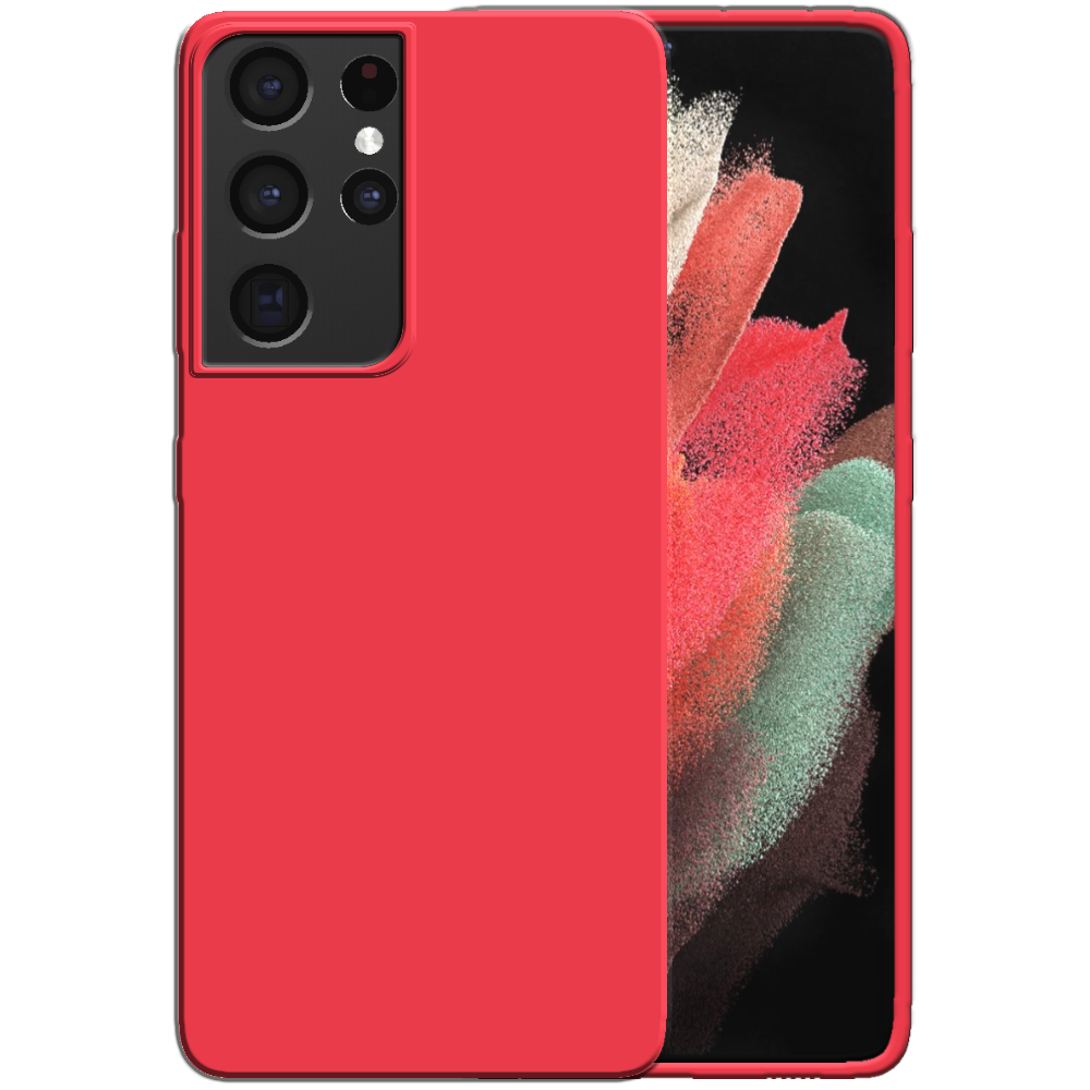 Siliconen hoesje voor Samsung Galaxy S21
  Ultra case met zachte binnenkant - Rood