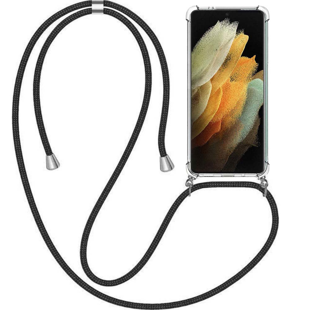 Telefoonhoesje Geschikt voor Samsung
  Galaxy S21 Ultra met Koord en Stootrand - TPU Backcover Shockproof met
  Lanyard - Smartphonica