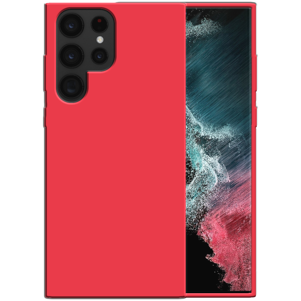 Siliconen hoesje voor Samsung Galaxy S22
  Ultra case met zachte binnenkant - Rood