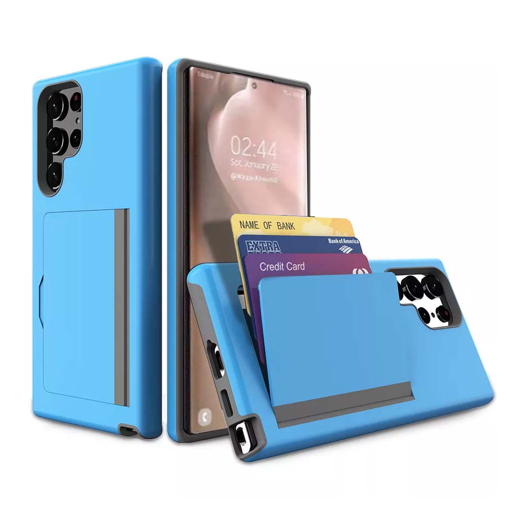 Samsung Galaxy S22 hoesje sterk TPU met  pashouder - Blauw
