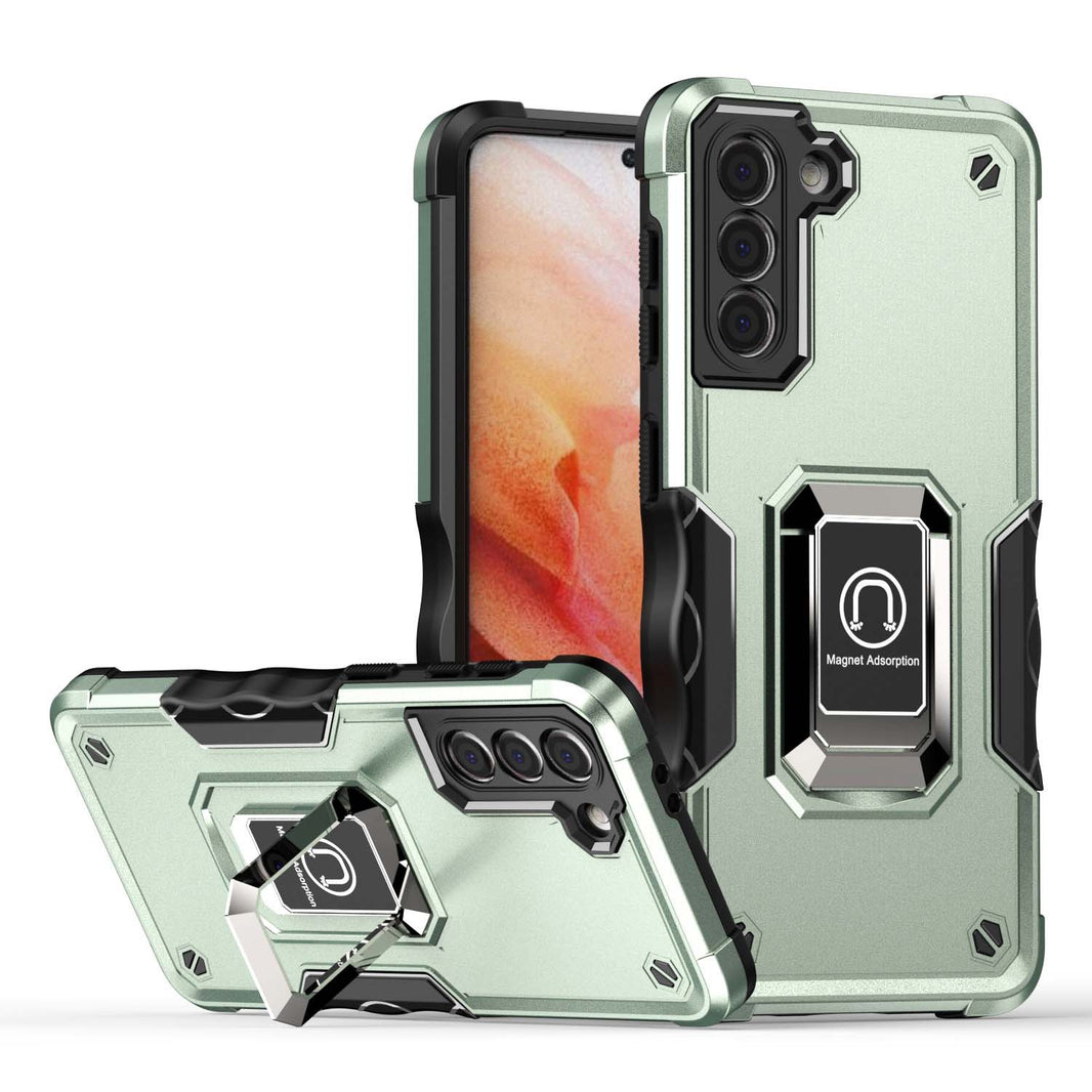 Rugged Armour case voor Samsung Galaxy  S23 Plus met verstelbare ringhouder - Groen