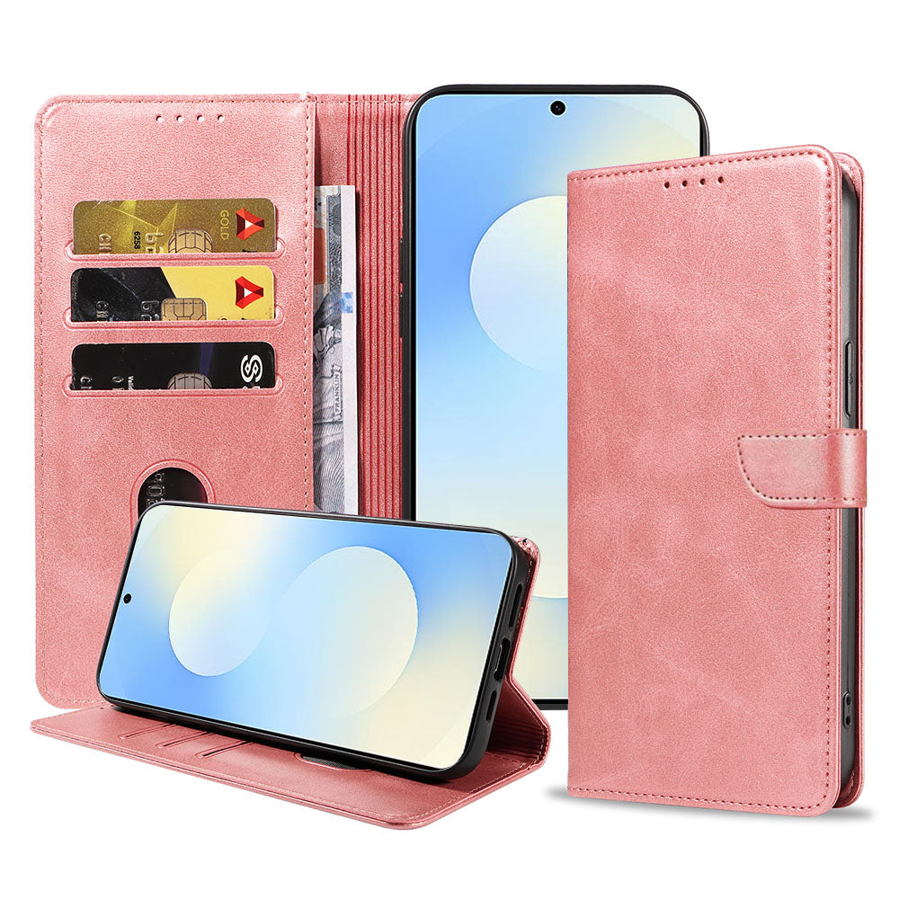 Geschikt voor Samsung Galaxy S25 FE
  Telefoonhoesje Kunstleer met Magnetisch lipje en Pasjeshouder Book Case met
  Klepje - Walletcase with Cardslot - Rosé Goud - Smartphonica