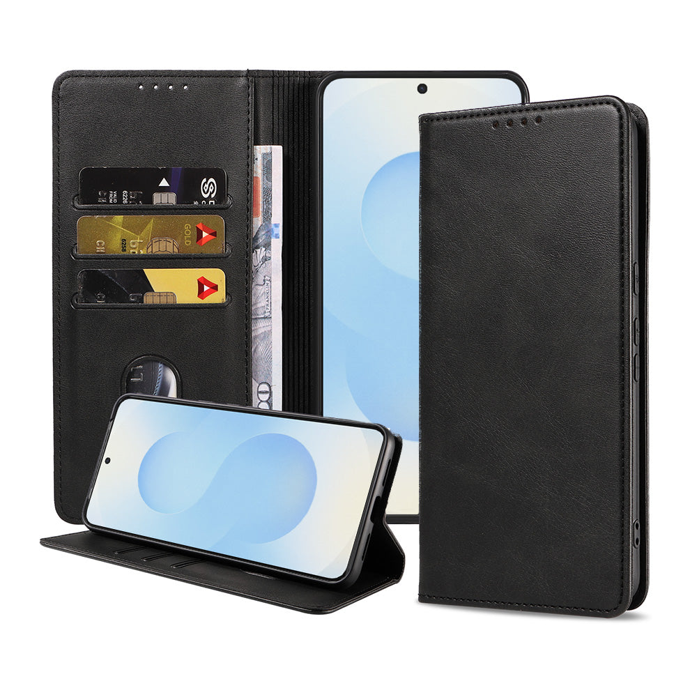 Telefoonhoesje Geschikt voor Samsung
  Galaxy S25 Plus Kunstleer met Magnetische sluiting en Pasjeshouders Bookcase
  met Klepje - Zwart