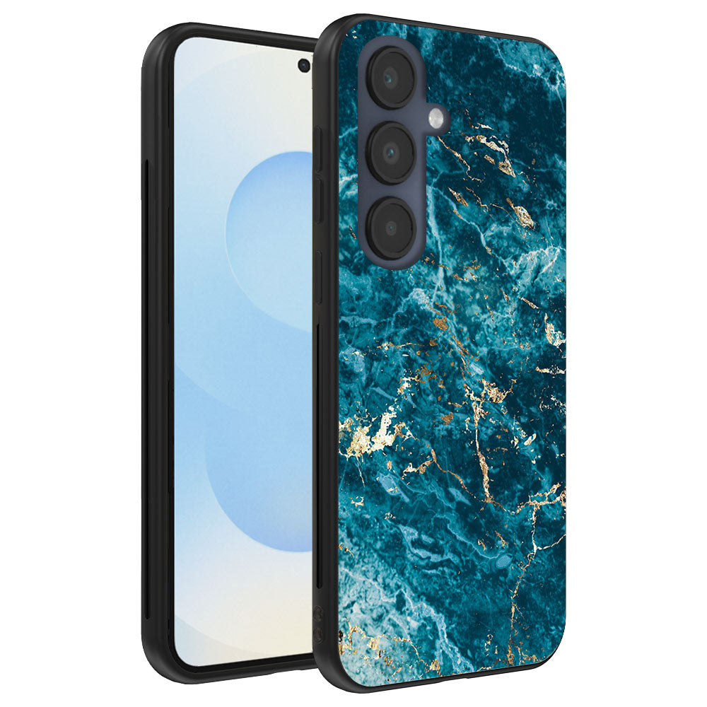 Telefoonhoesje
  Geschikt voor Samsung Galaxy S25 met marmer opdruk - TPU backcover case blue
  marble design - Blauw