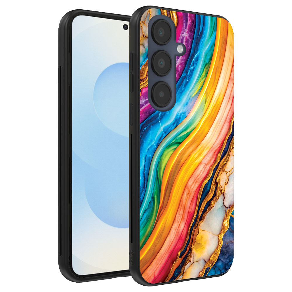 Telefoonhoesje
  Geschikt voor Samsung Galaxy S25 met Regenboog Goud Marmer Opdruk - TPU
  Backcover Case Rainbow Gold Marble Design