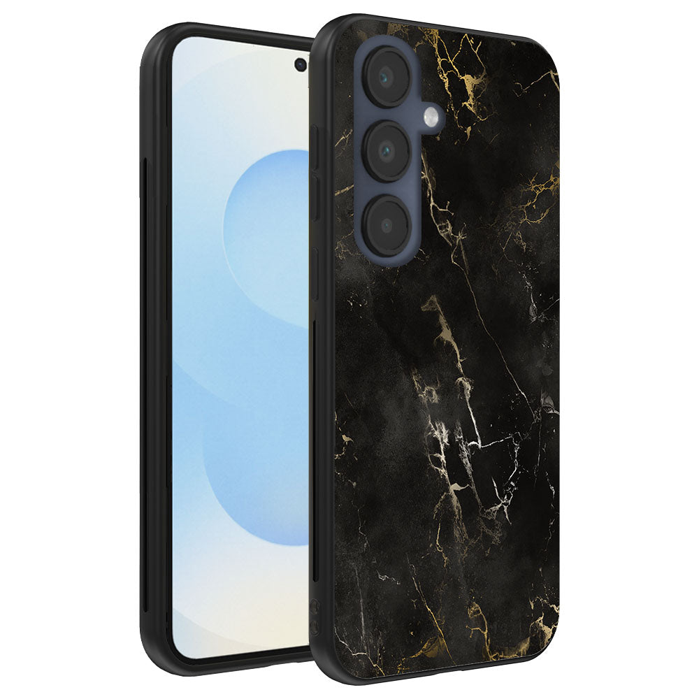 Telefoonhoesje
  Geschikt voor Samsung Galaxy S25 met marmer opdruk - TPU backcover case black
  marble design - Zwart