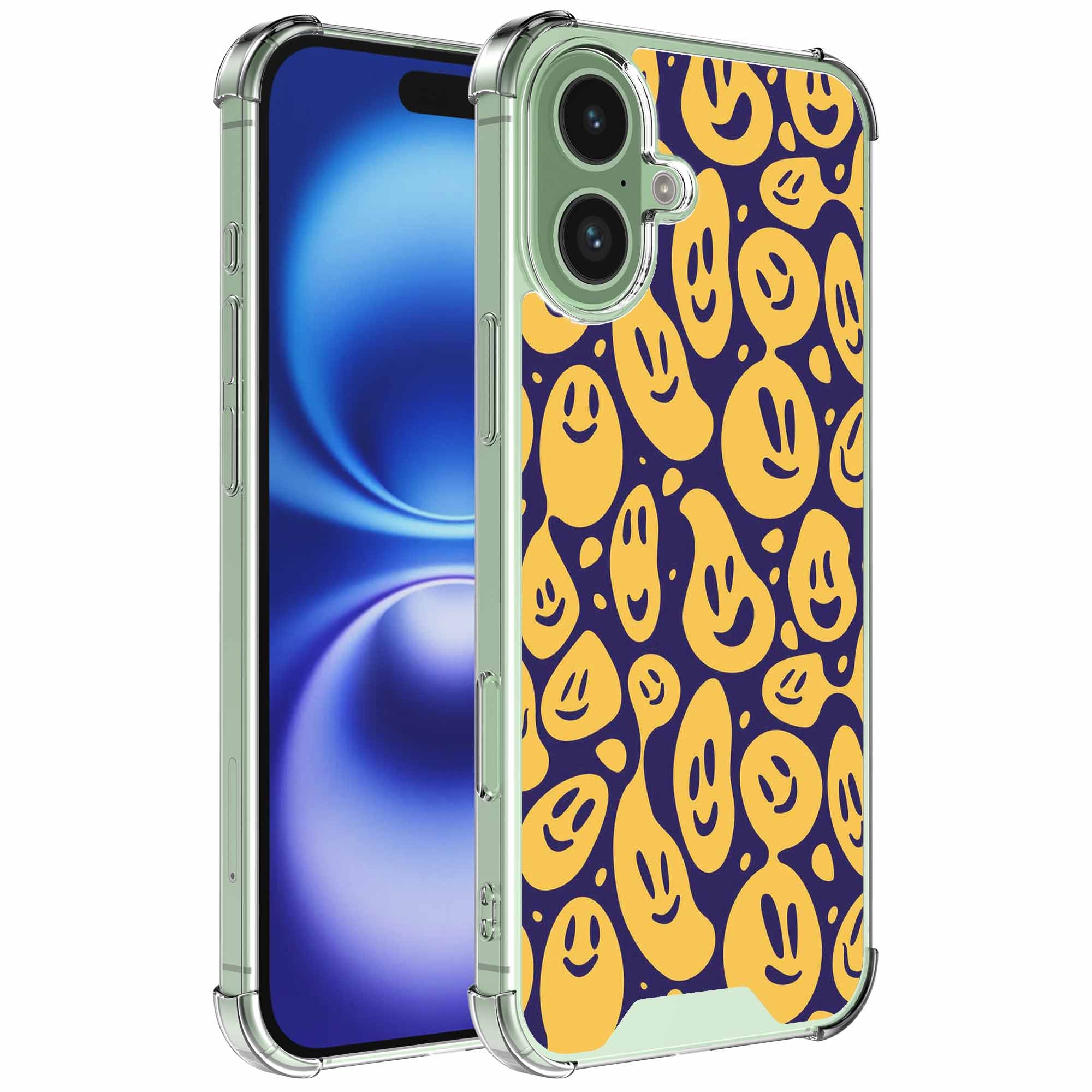 Geschikt voor iPhone 16 Telefoonhoesje
  met Smiley Emoji opdruk - Draadloos op te laden - Shockproof Siliconen TPU
  Strong Case - Sterk Schokbestendig Telefoonhoesje