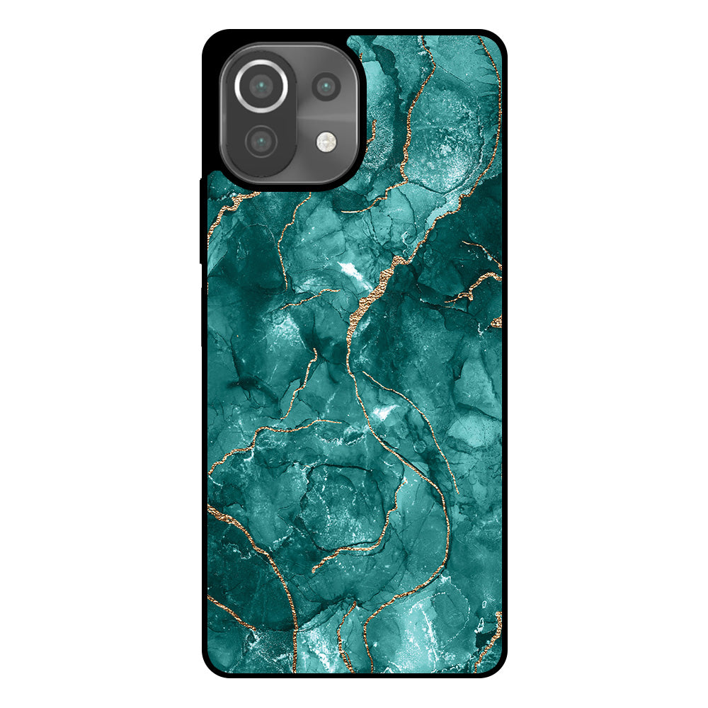 Telefoonhoesje
  Geschikt voor Xiaomi 11 Lite met marmer opdruk - TPU backcover case marble
  design - Goud Groen