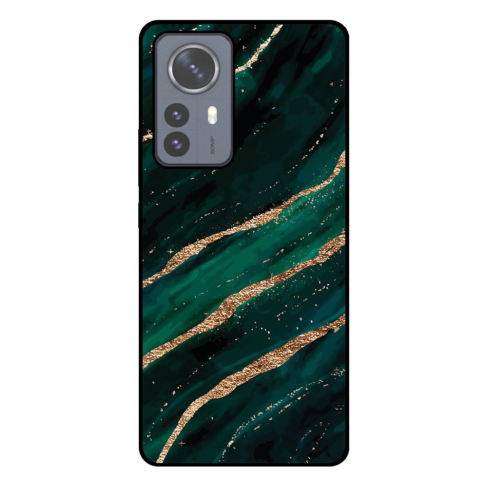 Telefoonhoesje
  Geschikt voor Xiaomi 12 Pro met marmer opdruk - TPU backcover case marble
  design - Groen Goud