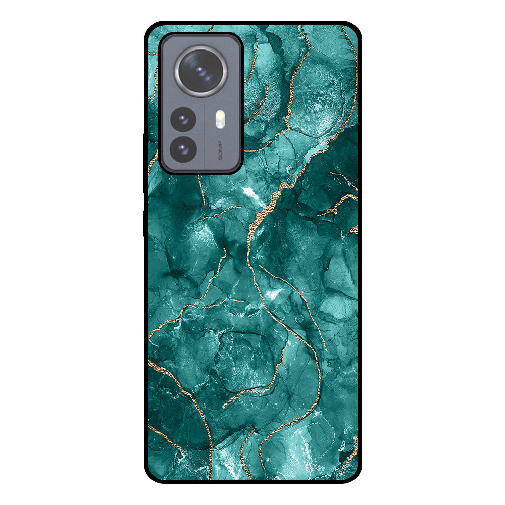 Telefoonhoesje
  Geschikt voor Xiaomi 12 Pro met marmer opdruk - TPU backcover case marble
  design - Goud Groen