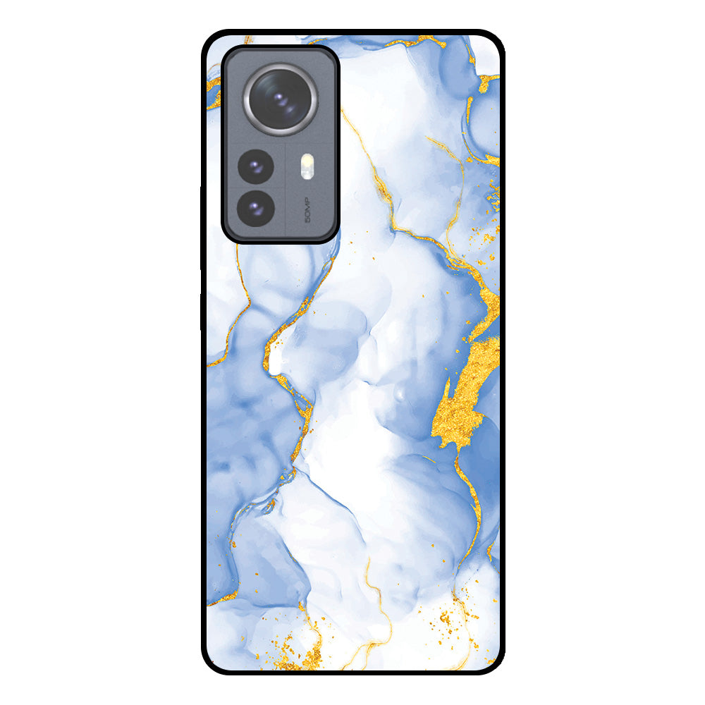 Telefoonhoesje
  Geschikt voor Xiaomi 12 Pro met Lichtblauw Goud Marmer Opdruk - TPU Backcover
  Case Lightblue Gold Marble Design