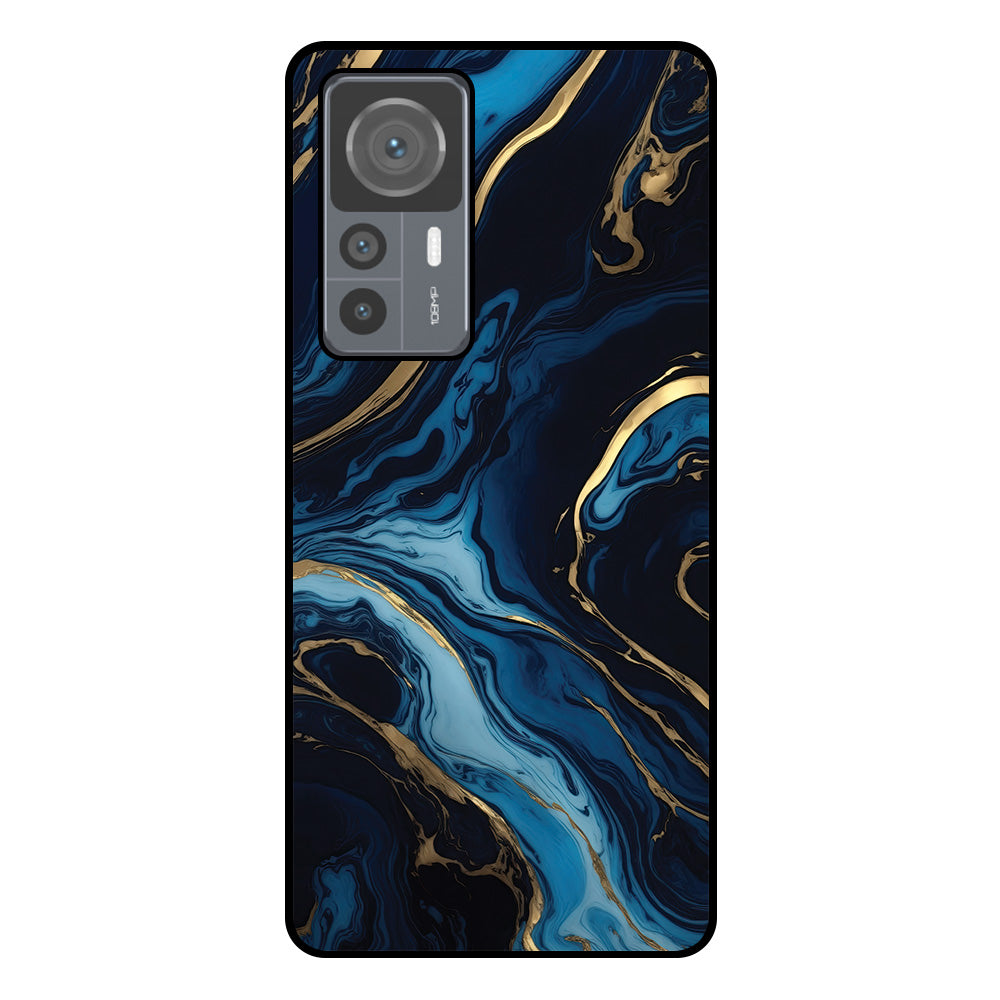 Telefoonhoesje
  Geschikt voor Xiaomi 12T / 12T Pro met marmer opdruk - TPU backcover case
  gold blue marble design - Goud Blauw