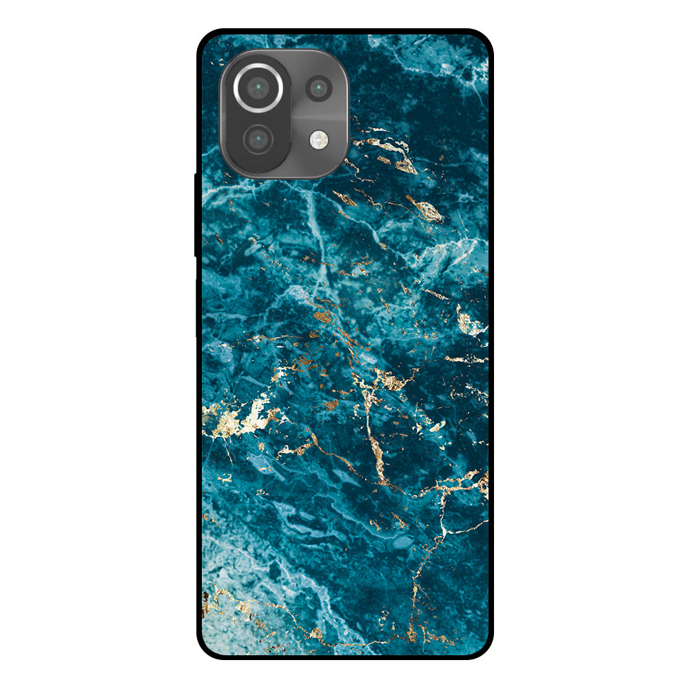 Telefoonhoesje Geschikt voor Xiaomi Mi 11 Lite met
  marmer opdruk - TPU backcover case blue marble design - Blauw