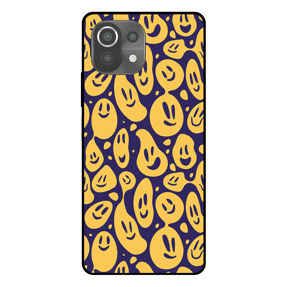Telefoonhoesje Geschikt voor Xiaomi Mi 11 Lite met
  smiley opdruk - TPU backcover case emoji design - Paars Geel