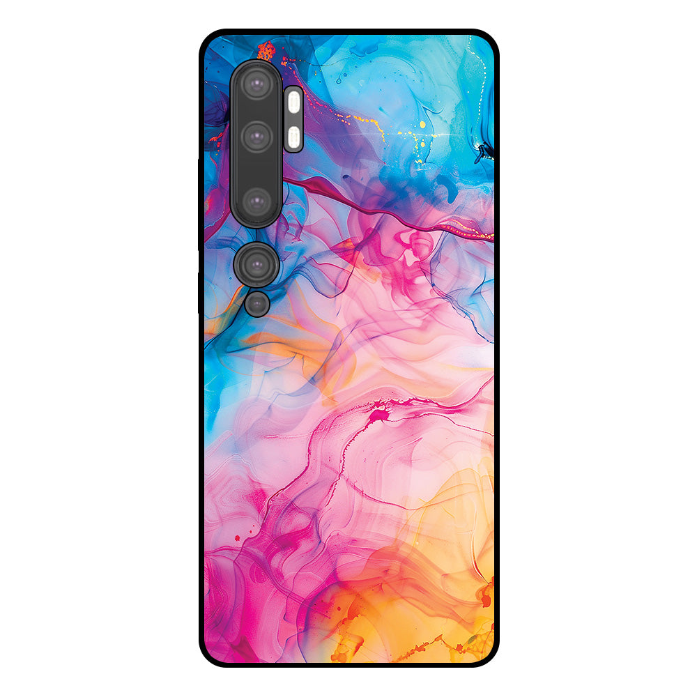 Telefoonhoesje Geschikt voor Xiaomi Mi Note 10 / 10
  Pro met Regenboog Acryl Marmer Opdruk - TPU Backcover Case Rainbow Acrylic
  Marble Design