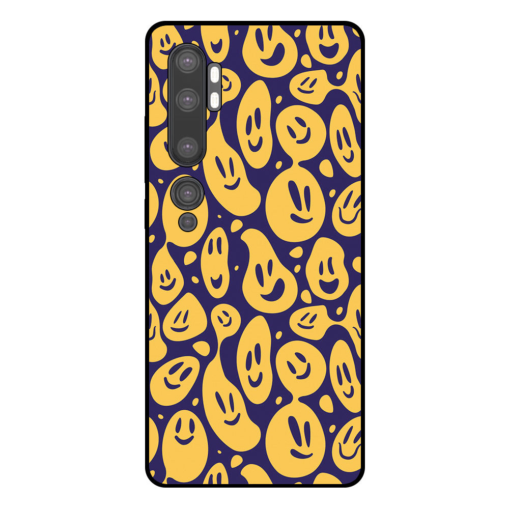 Telefoonhoesje Geschikt voor Xiaomi Mi Note 10 / 10
  Pro met smiley opdruk - TPU backcover case emoji design - Paars Geel