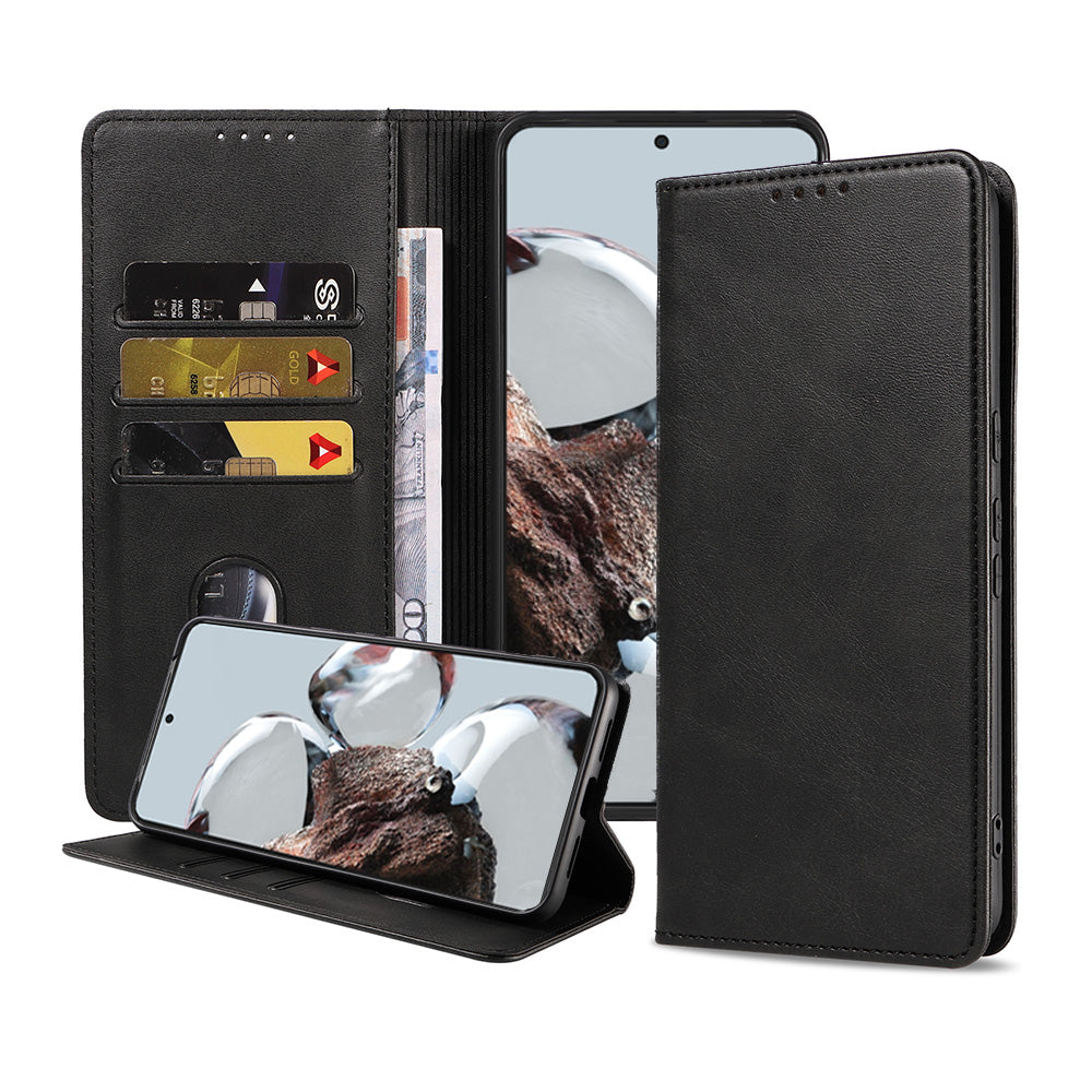 Telefoonhoesje geschikt voor Xiaomi 12T /
  12T Pro kunstleren Hoesje met Magnetische sluiting en Pasjeshouders Book Case
  met Klepje - Zwart