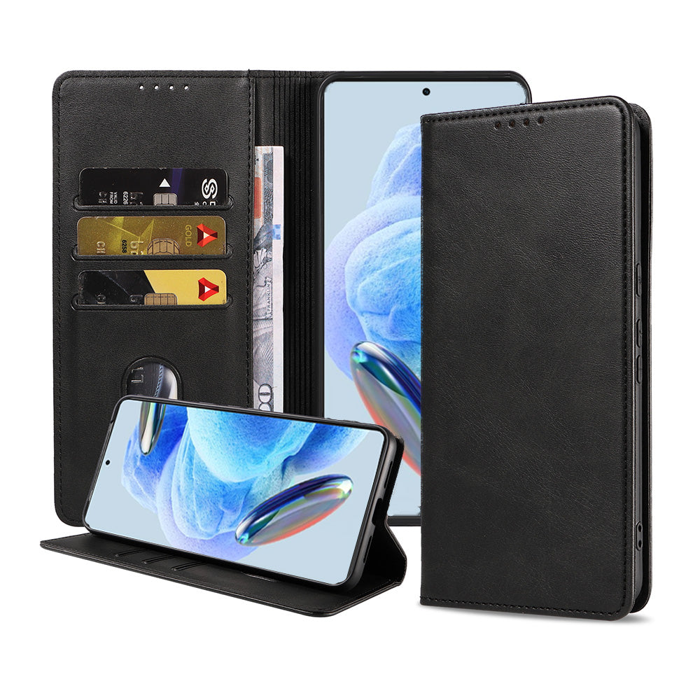 Telefoonhoesje geschikt voor Xiaomi Redmi
  Note 12 Pro 5G kunstleren Hoesje met Magnetische sluiting en Pasjeshouders
  Book Case met Klepje - Zwart
