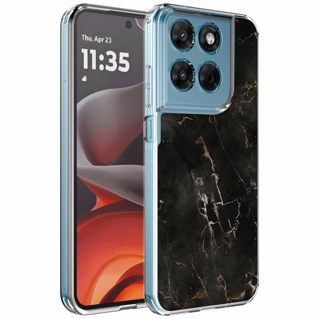 Geschikt voor Motorola Moto G15
  Telefoonhoesje met Zwart Marmer opdruk - Draadloos op te laden - Shockproof
  Siliconen TPU Strong Case - Sterk Schokbestendig Telefoonhoesje