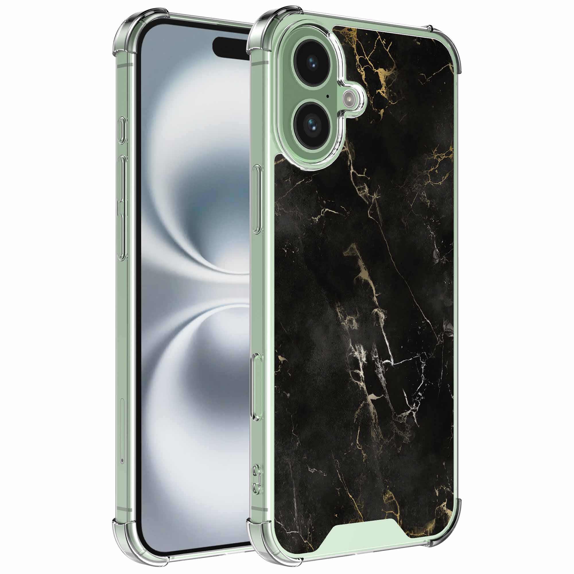 Geschikt voor iPhone 16 Plus
  Telefoonhoesje met Zwart Marmer opdruk - Draadloos op te laden - Shockproof
  Siliconen TPU Strong Case - Sterk Schokbestendig Telefoonhoesje