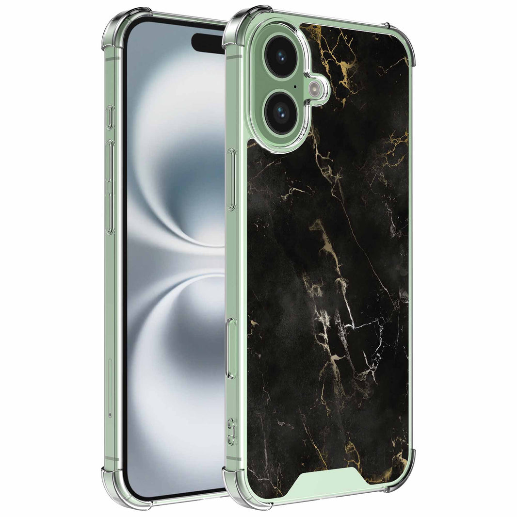 Geschikt voor iPhone 16 Plus
  Telefoonhoesje met Zwart Marmer opdruk - Draadloos op te laden - Shockproof
  Siliconen TPU Strong Case - Sterk Schokbestendig Telefoonhoesje