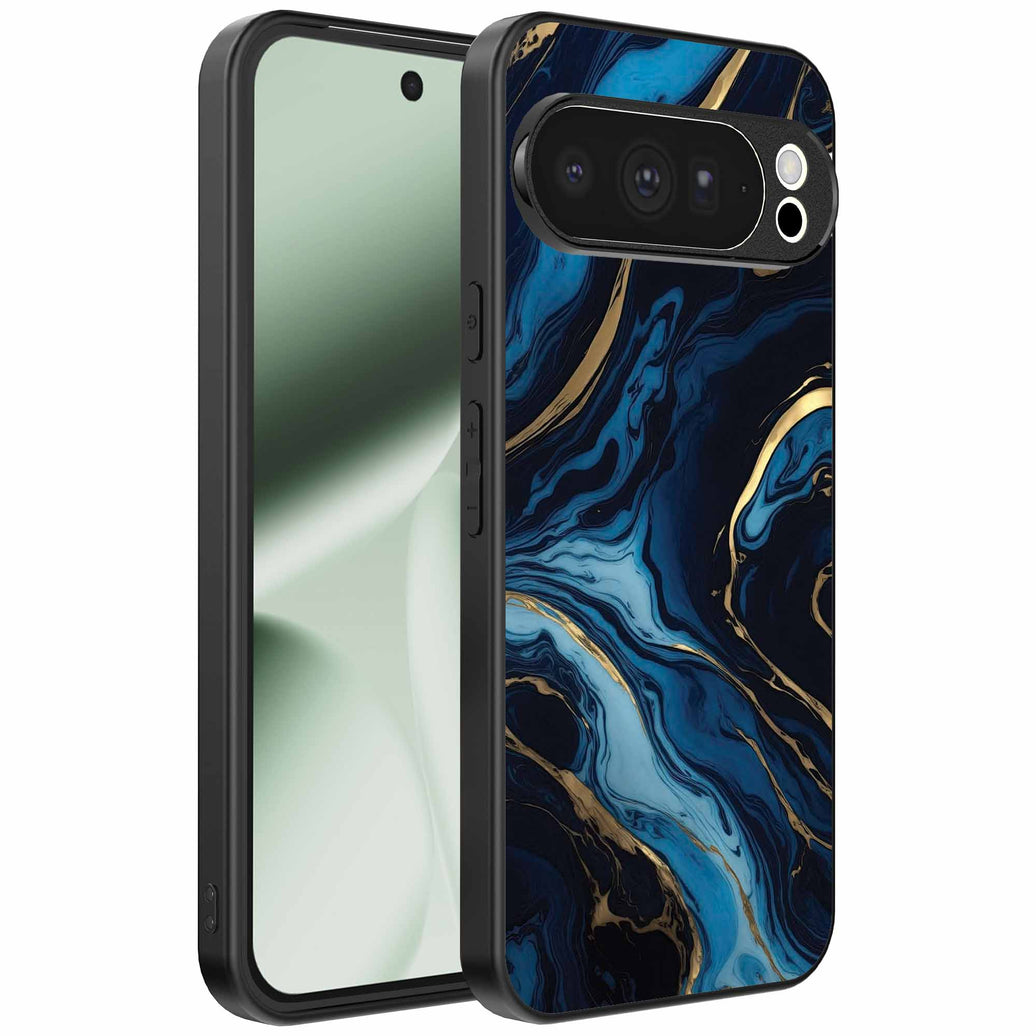 Geschikt voor Google Pixel 10 Pro XL
  Telefoonhoesje met marmer opdruk - TPU backcover case gold blue marble design
  - Goud Blauw - Smartphonica