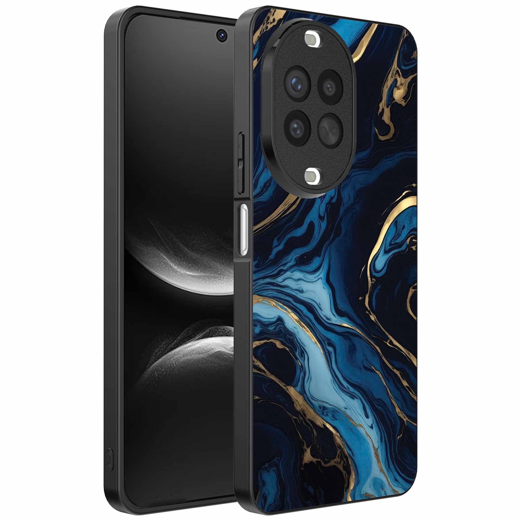 Geschikt voor
  Huawei Nova 14 Telefoonhoesje met marmer opdruk - TPU backcover case gold
  blue marble design - Goud Blauw - Smartphonica