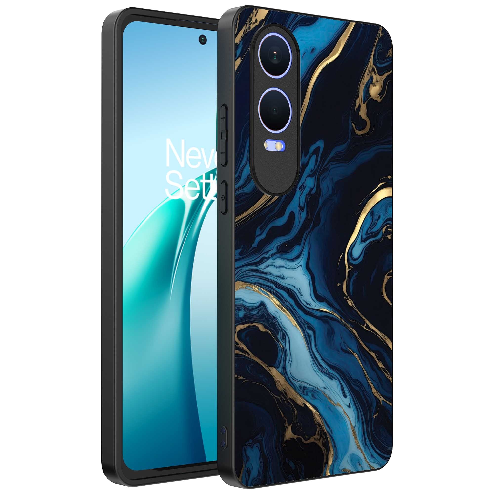 Telefoonhoesje
  Geschikt voor OnePlus Nord CE 4 Lite met marmer opdruk - TPU backcover case
  gold blue marble design - Goud Blauw