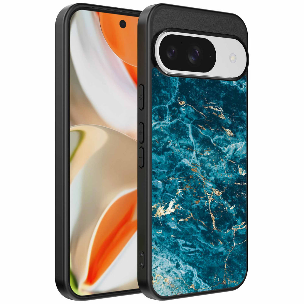 Geschikt voor
  Google Pixel 9 Pro XL Telefoonhoesje met marmer opdruk - TPU backcover case
  blue marble design - Blauw - Smartphonica