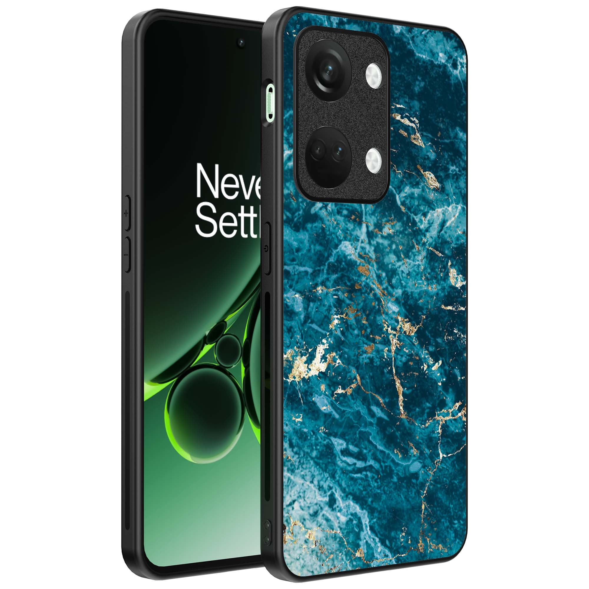 Telefoonhoesje
  Geschikt voor OnePlus Nord 3 met marmer opdruk - TPU backcover case blue
  marble design - Blauw