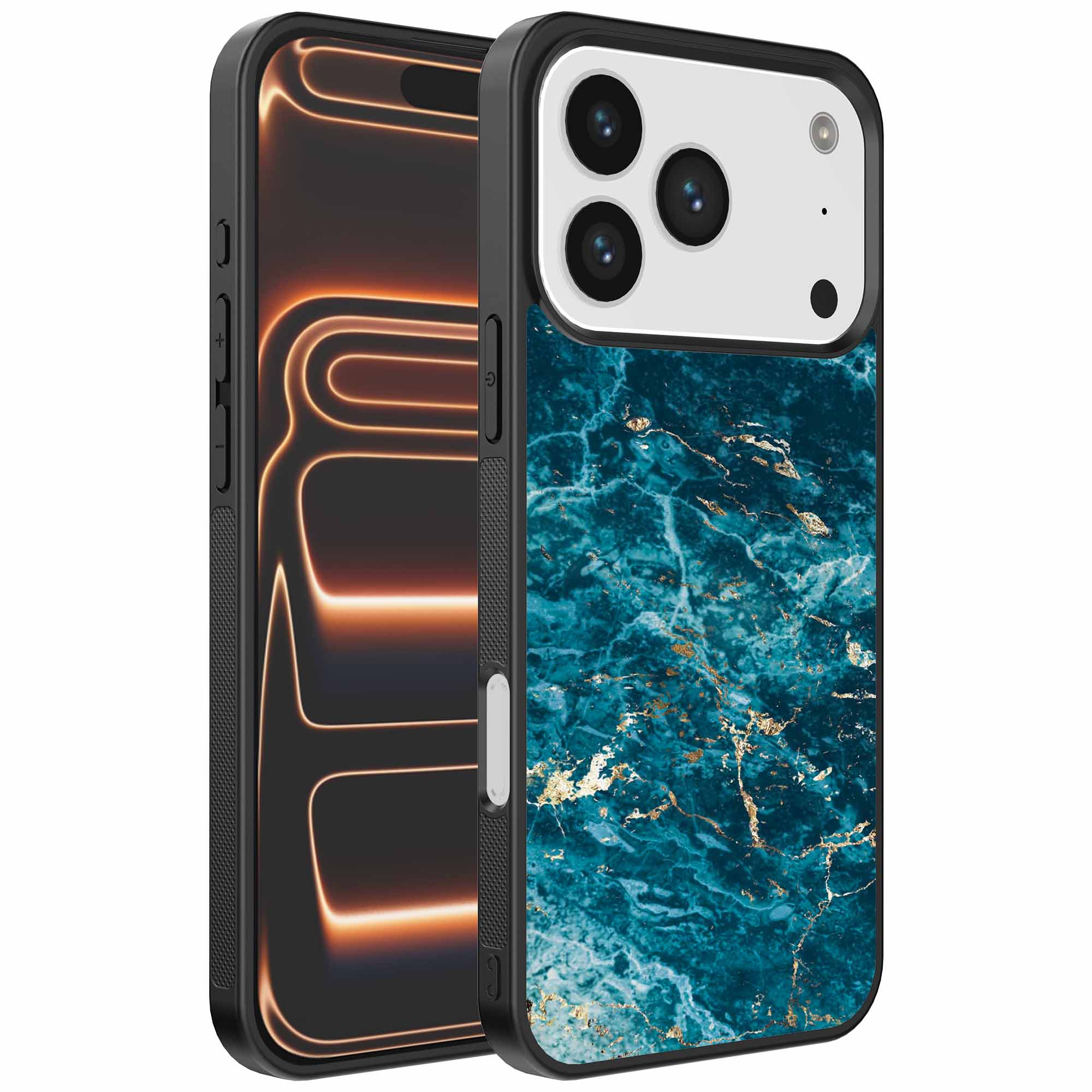 Geschikt voor
  iPhone 17 Pro Max Telefoonhoesje met marmer opdruk - TPU backcover case blue
  marble design - Blauw - Smartphonica