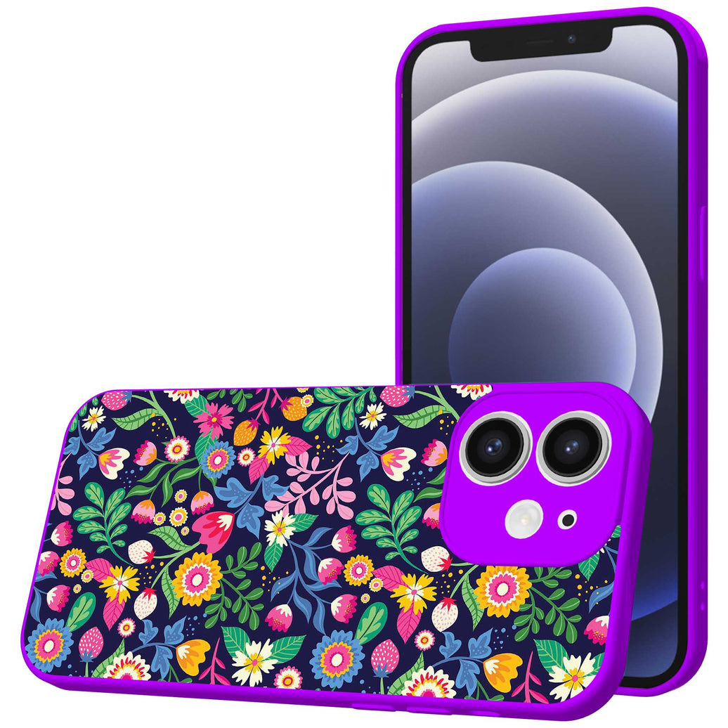 Telefoonhoesje
  Geschikt voor iPhone 12 met Bloemen opdruk - TPU Back Cover Case Flower
  Design - Paars