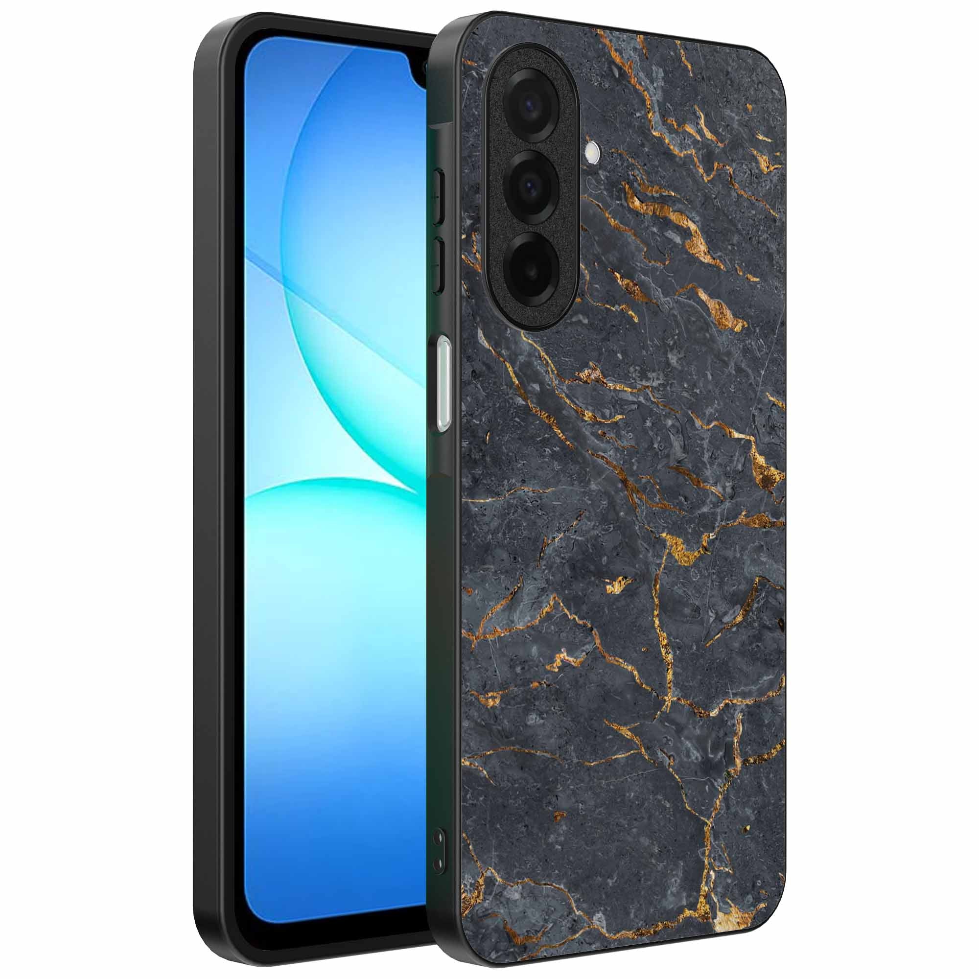 Geschikt voor
  Samsung Galaxy A17 Telefoonhoesje met Grijs Goud Marmer Opdruk - TPU
  Backcover Case Grey Gold Marble Design - Zwart - Smartphonica