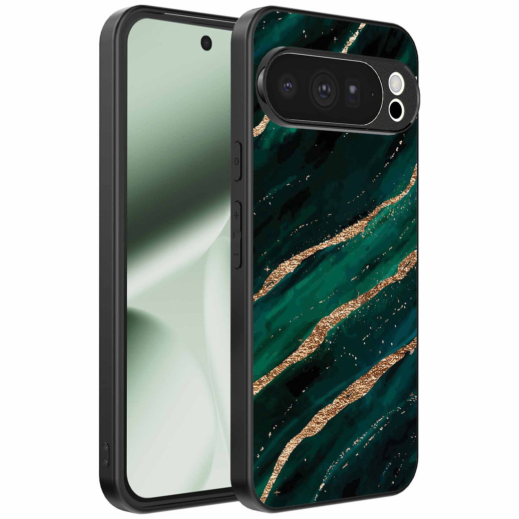 Geschikt voor Google Pixel 10 Pro XL
  Telefoonhoesje met marmer opdruk - TPU backcover case marble design - Groen
  Goud - Smartphonica