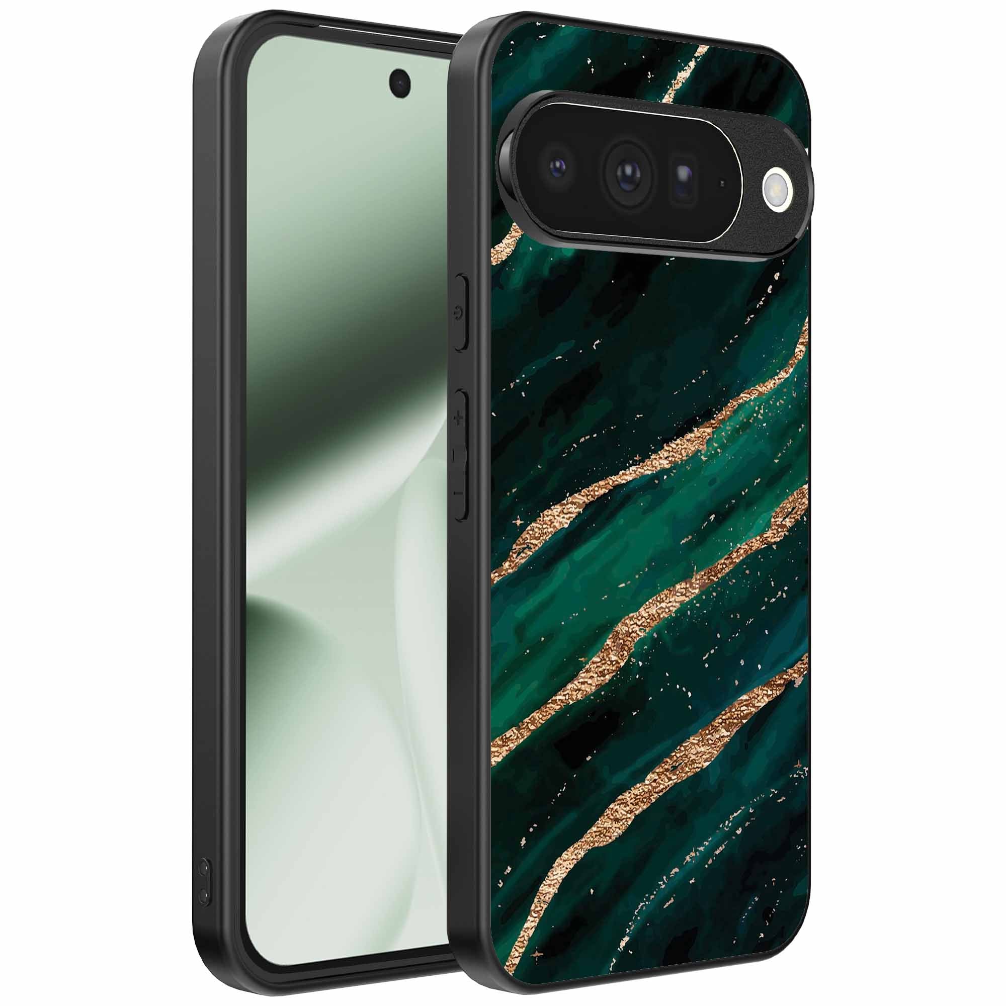 Geschikt voor
  Google Pixel 10 Telefoonhoesje met marmer opdruk - TPU backcover case marble
  design - Groen Goud - Smartphonica