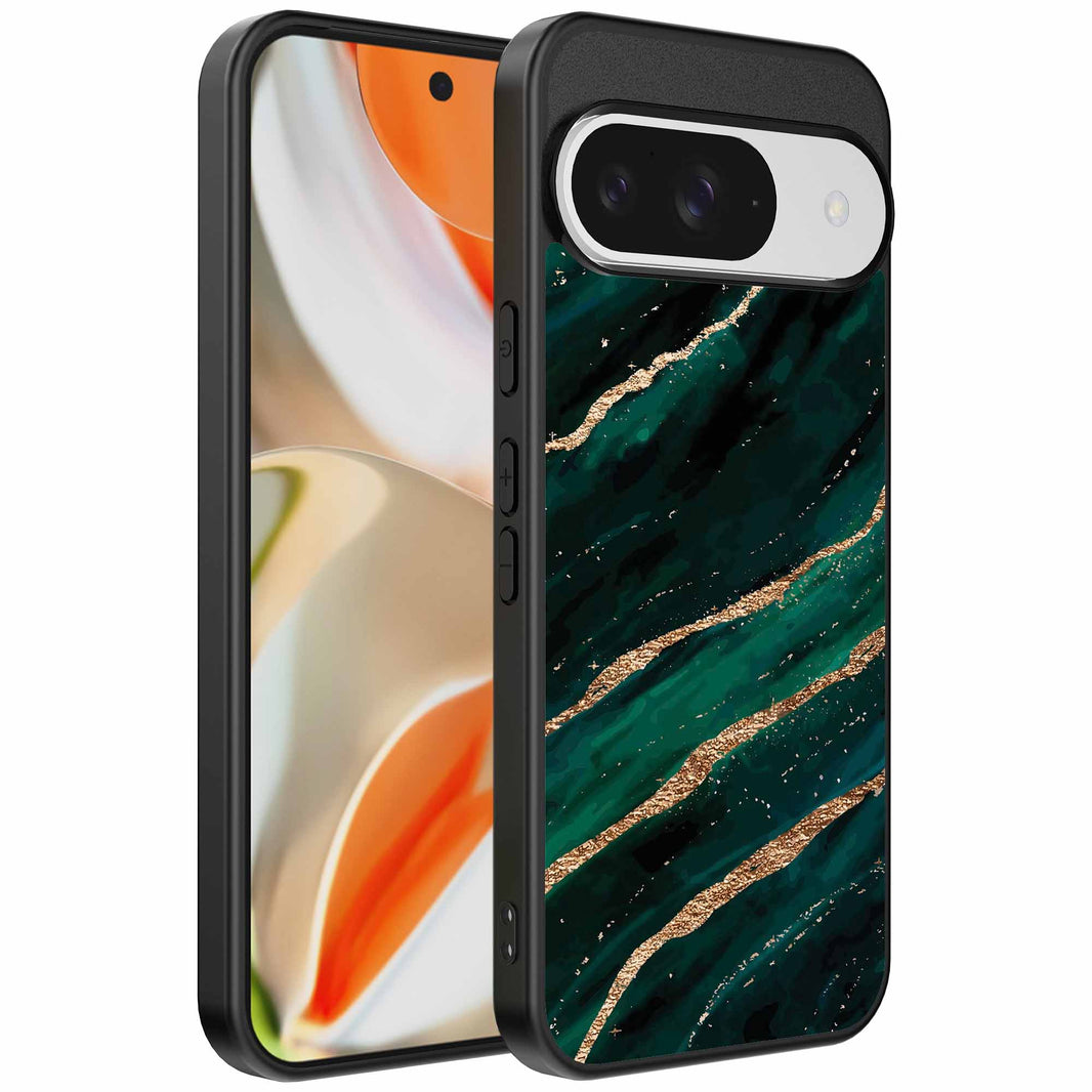 Geschikt voor
  Google Pixel 9 Pro XL Telefoonhoesje met marmer opdruk - TPU backcover case
  marble design - Groen Goud - Smartphonica