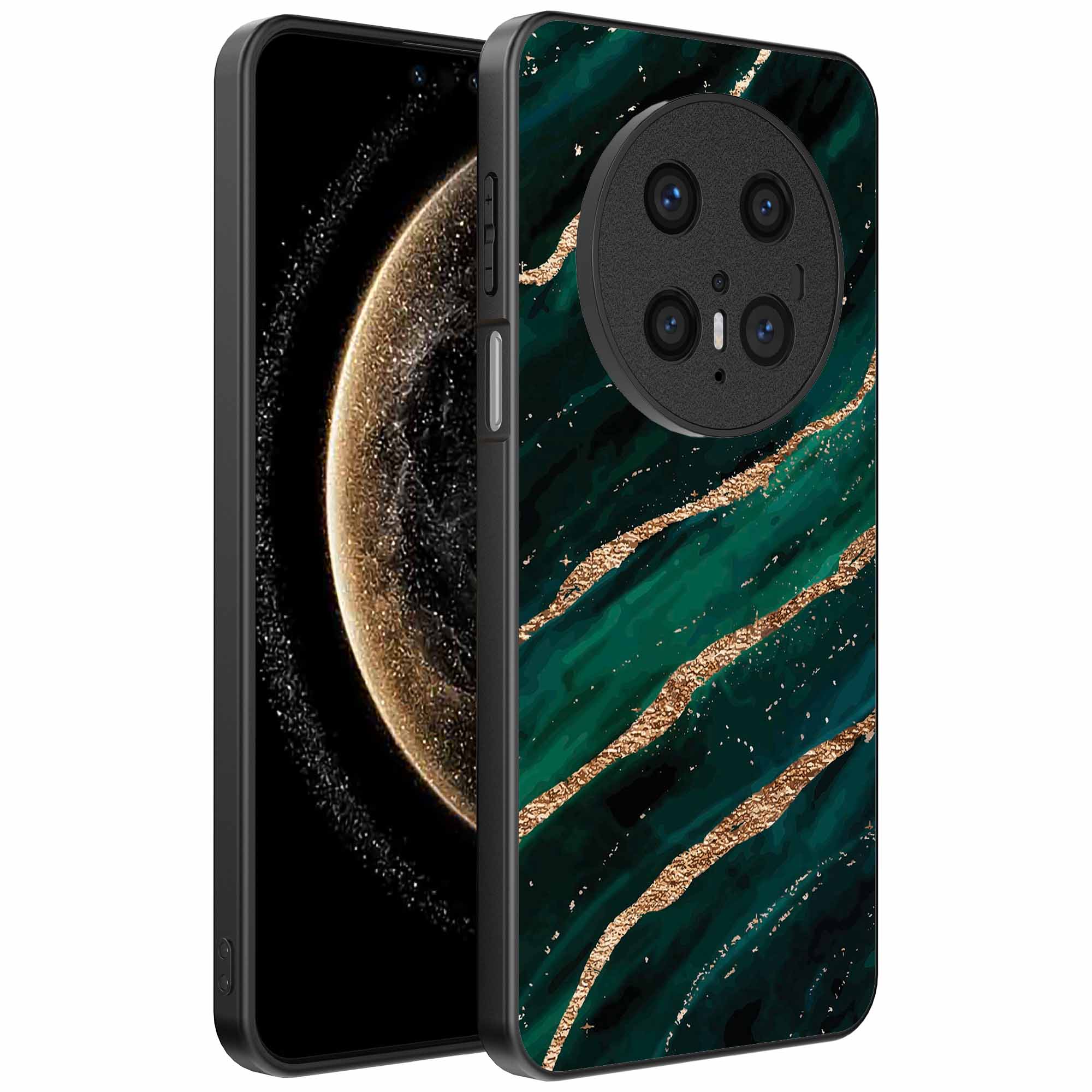 Geschikt voor
  Huawei Mate 70 Pro / 70 Pro Plus Telefoonhoesje met marmer opdruk - TPU
  backcover case marble design - Groen Goud - Smartphonica