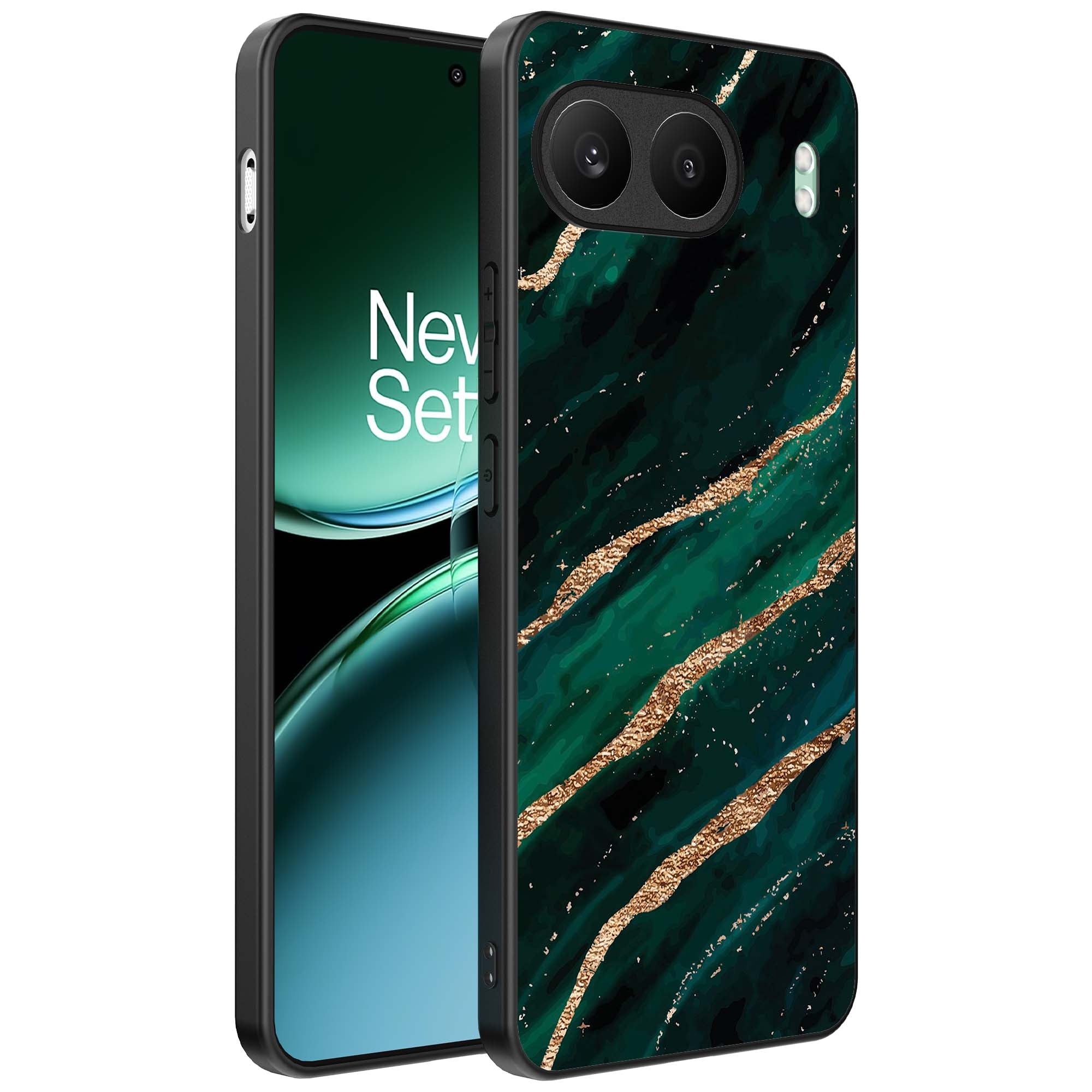 Telefoonhoesje
  Geschikt voor OnePlus Nord 4 met marmer opdruk - TPU backcover case marble
  design - Groen Goud