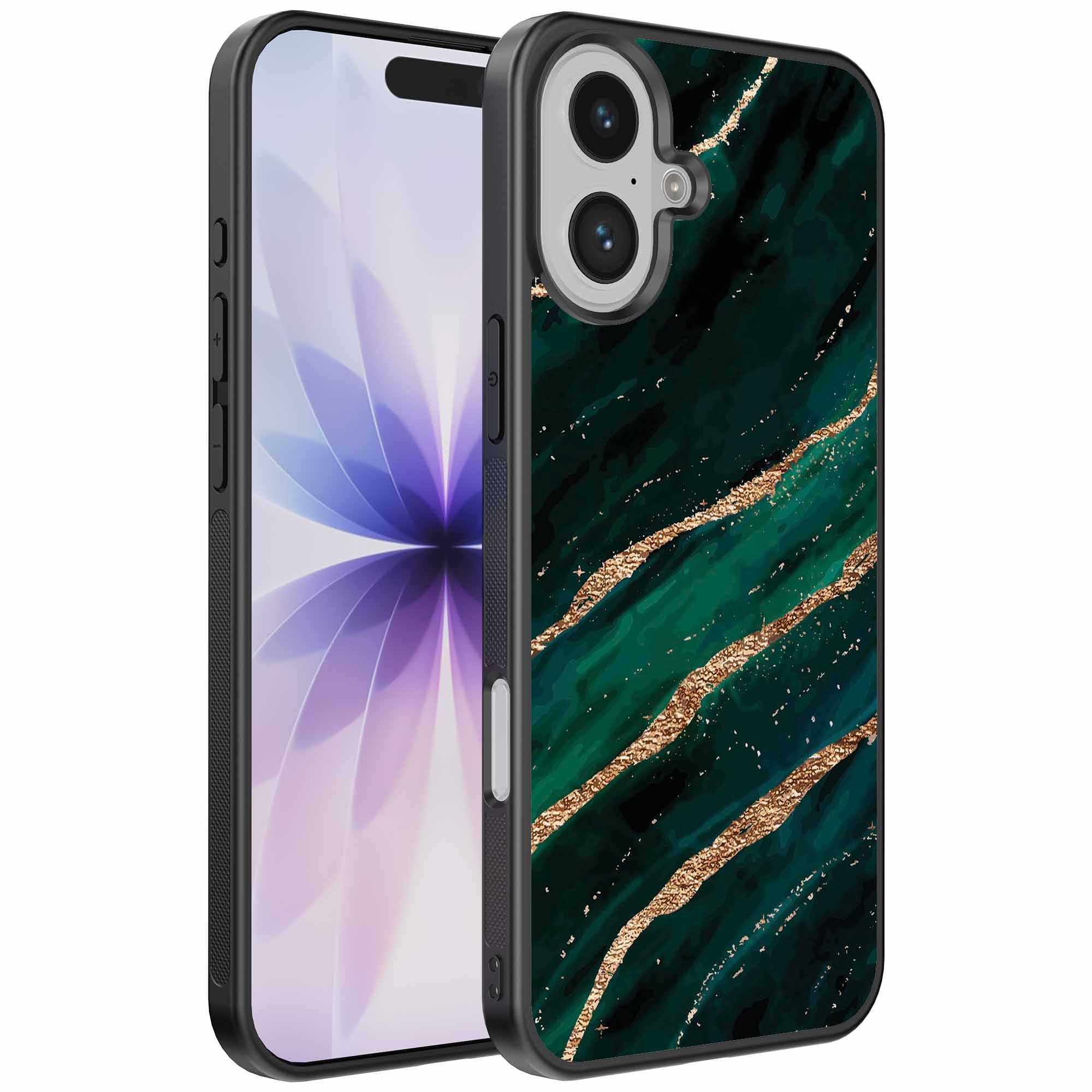 Geschikt voor
  iPhone 17 Telefoonhoesje met marmer opdruk - TPU backcover case marble design
  - Groen Goud - Smartphonica