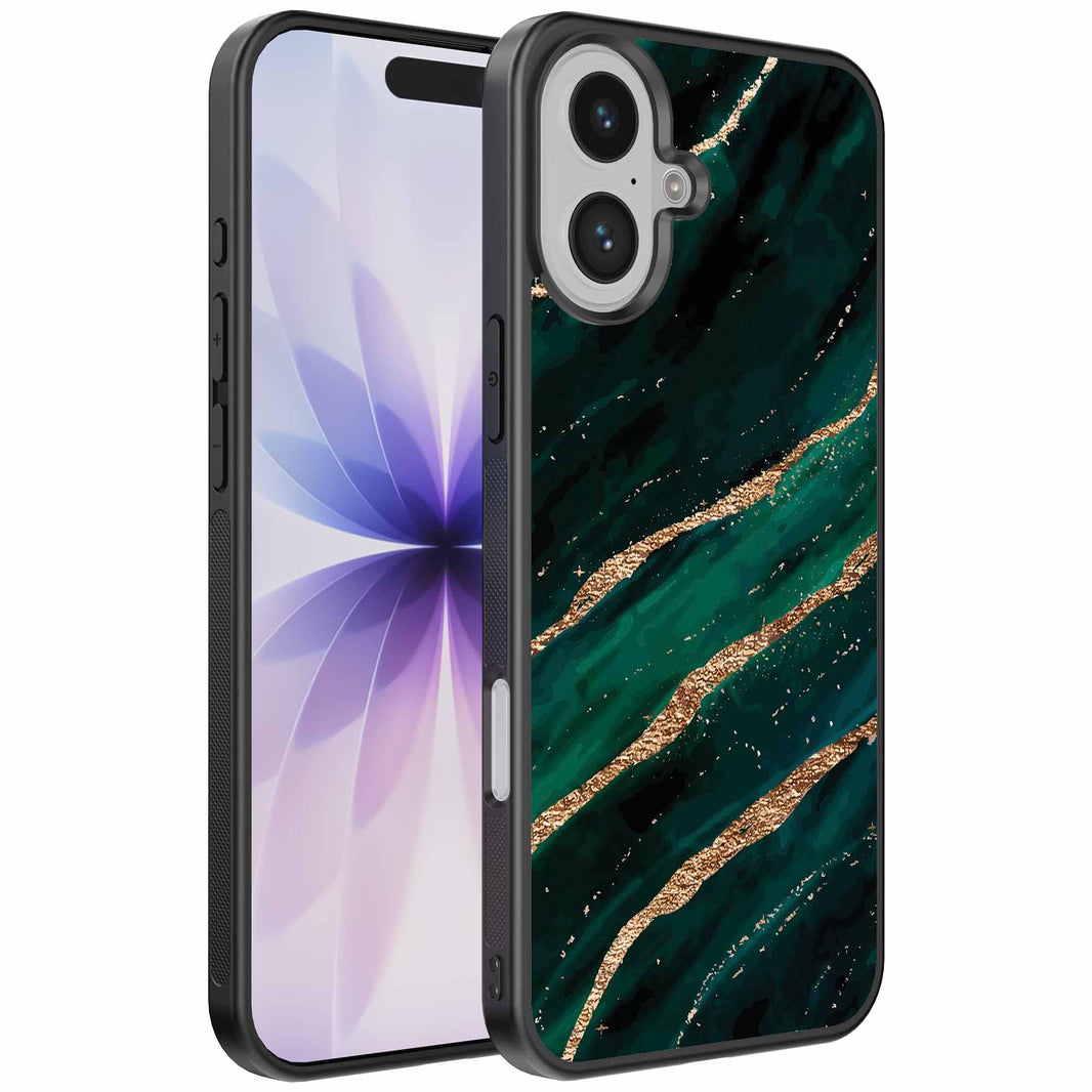 Geschikt voor
  iPhone 17 Telefoonhoesje met marmer opdruk - TPU backcover case marble design
  - Groen Goud - Smartphonica