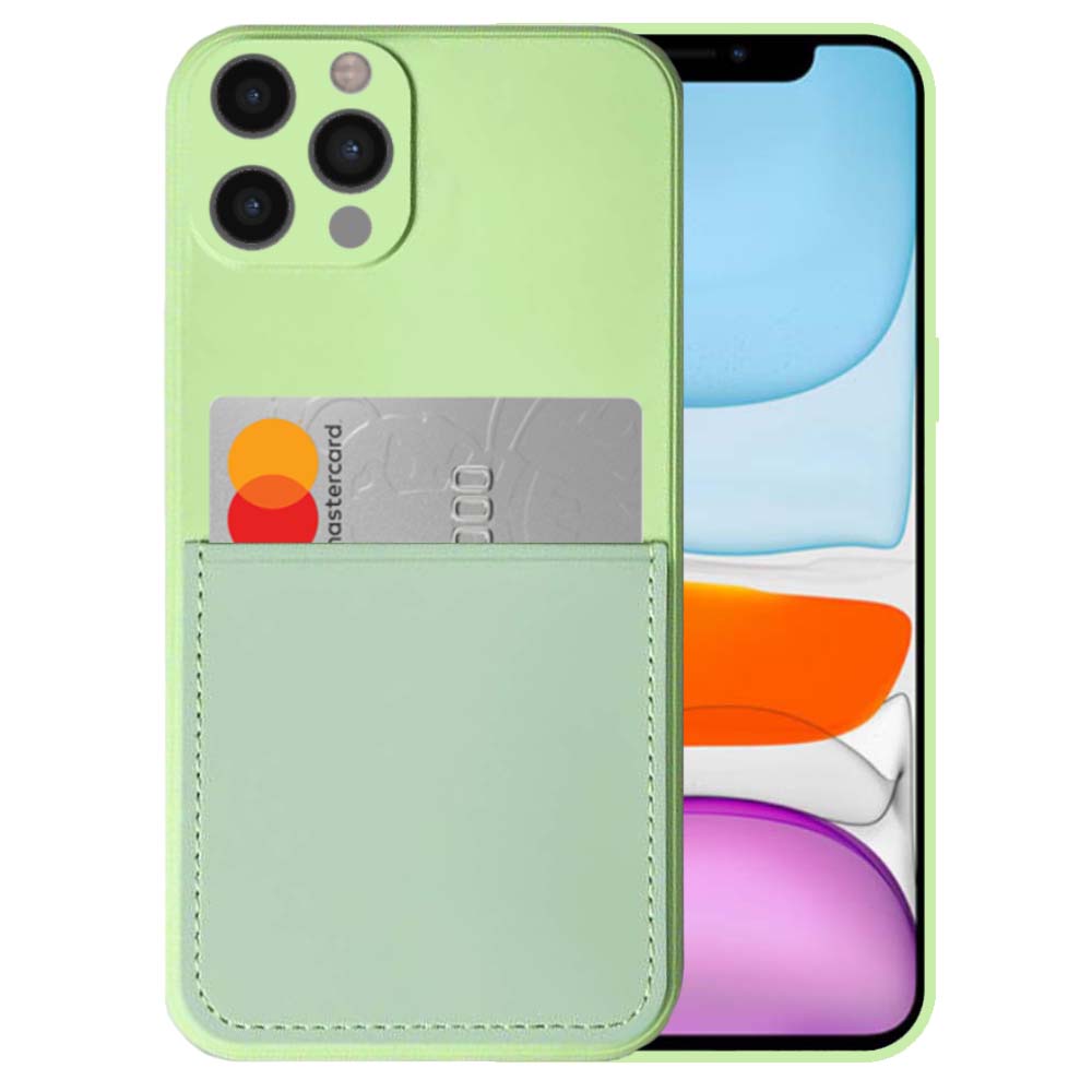 iPhone 11 Pro Max siliconen hoesje met
  pashouder en zachte binnenkant - Groen