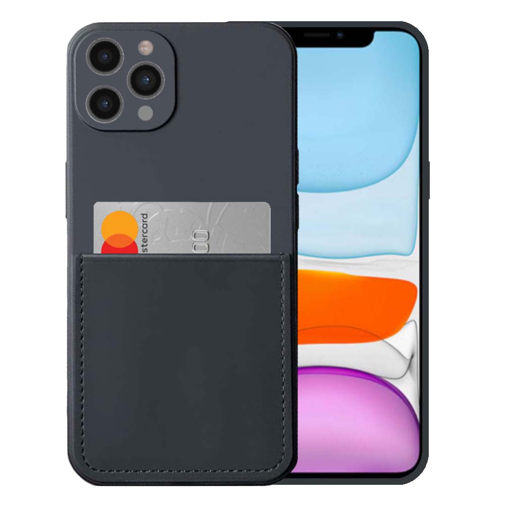 iPhone 11 Pro Max siliconen hoesje met
  pashouder en zachte binnenkant - Zwart