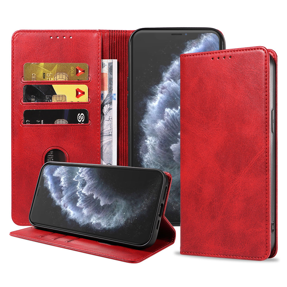 iPhone 11 Pro Max leren hoesje met magnetische sluiting - Rood