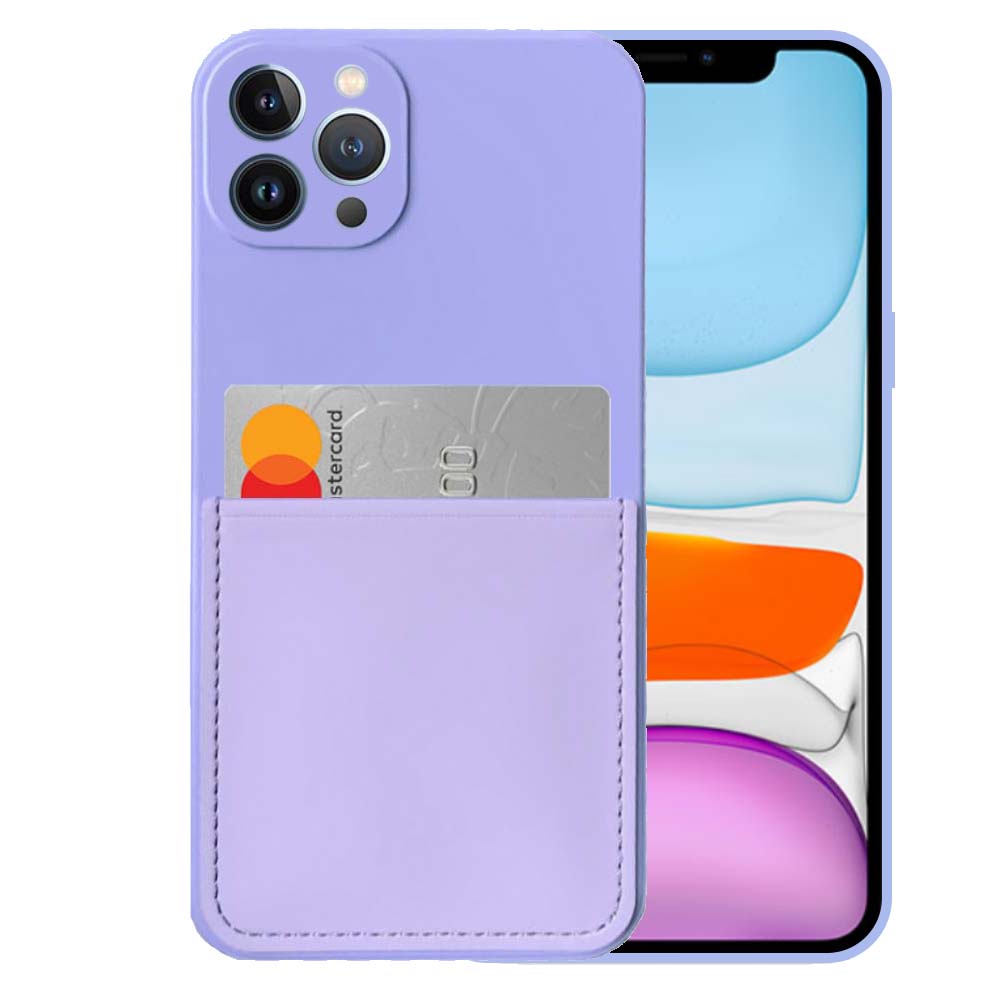 iPhone 11 Pro siliconen hoesje met
  pashouder en zachte binnenkant - Paars